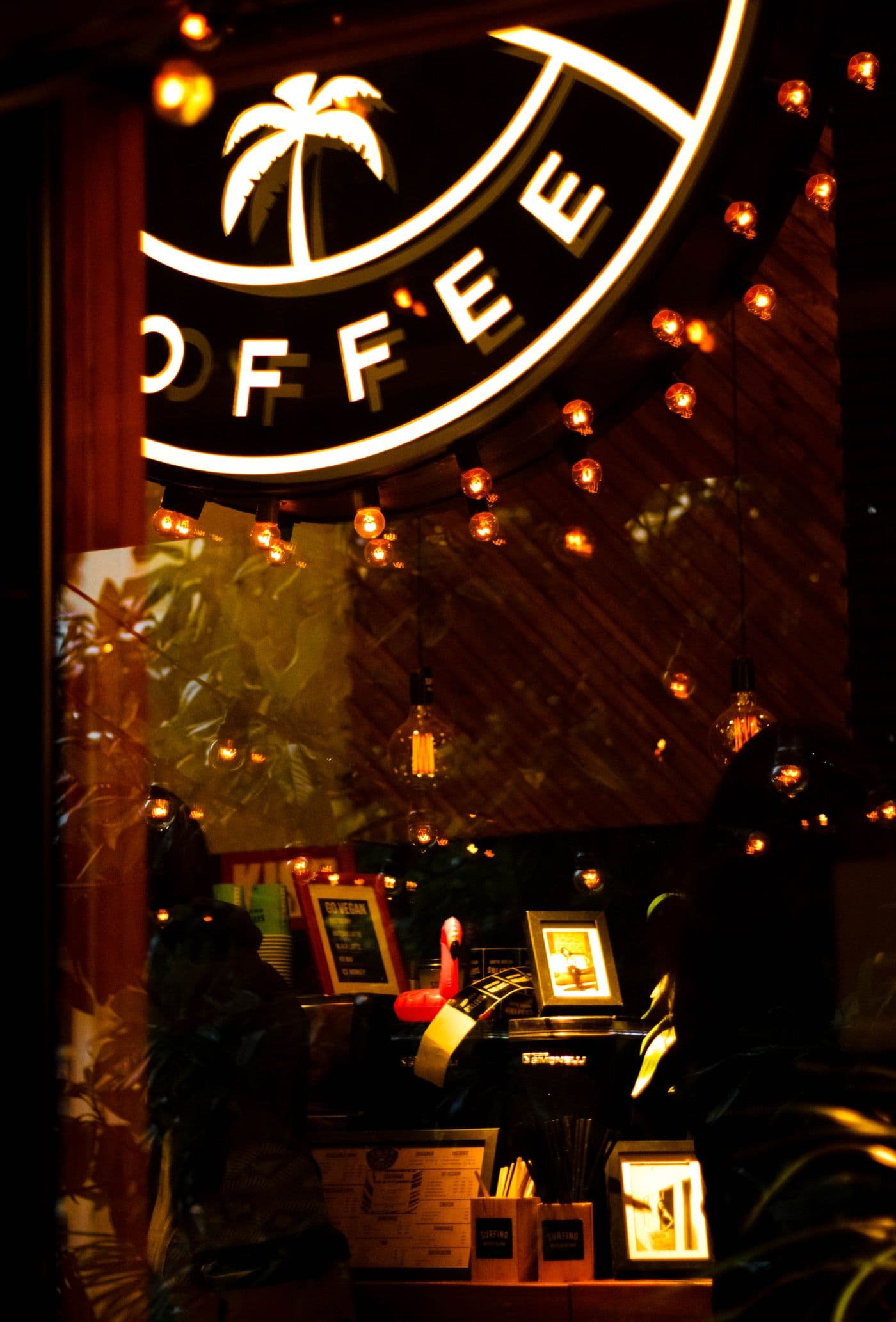 The Chocolate Room café at night