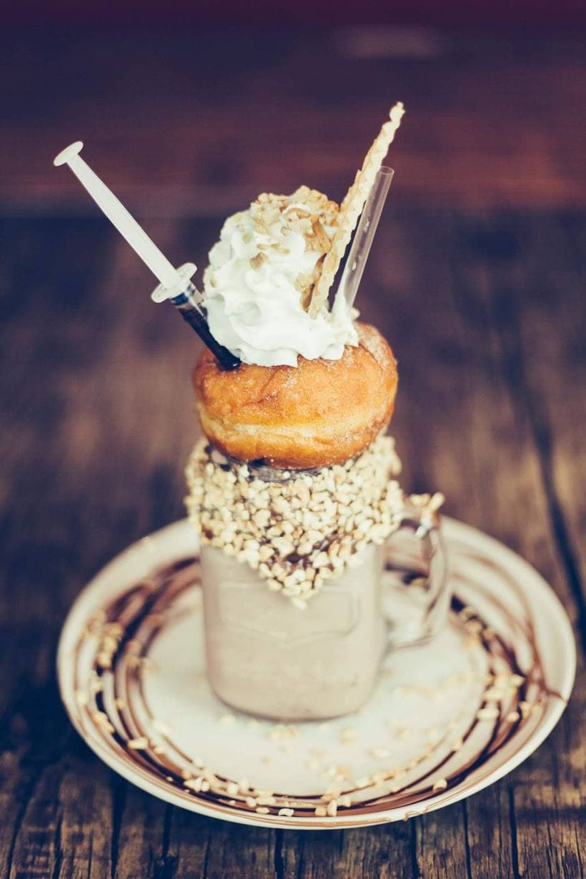 Whipped-cream-topped chocolate shake